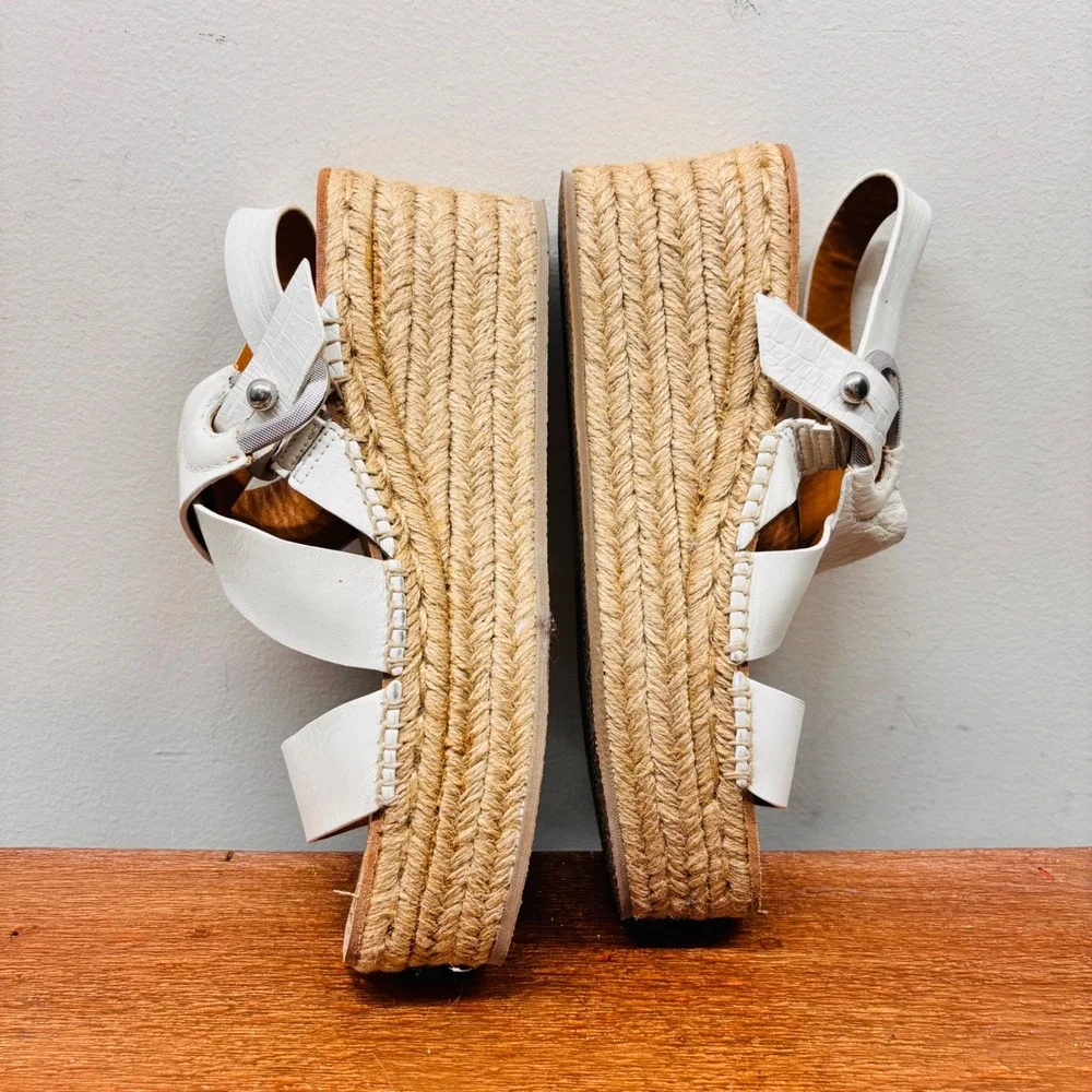 Rag & Bone August Platform Espadrille Sandals Antique White Leather 40 US 10